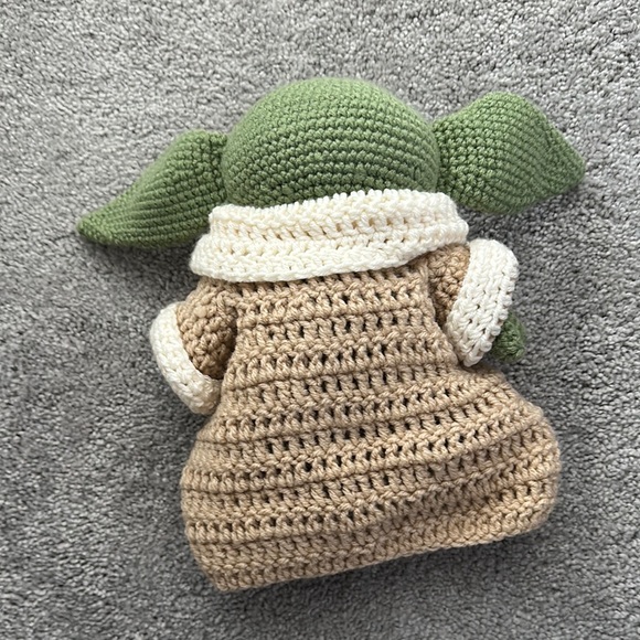 Handmade Green and Tan Crochet Baby Yoda Plush - Picture 2 of 2